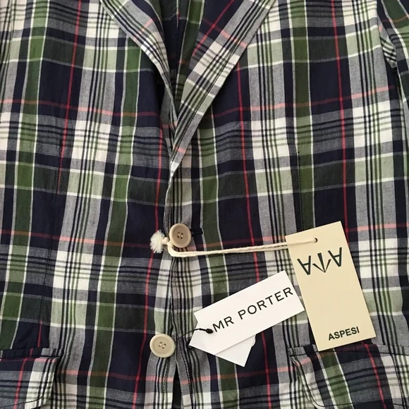 Aspesi Plaid Sportcoat 38 Tailored Slim Fit NWT! Summer fit!